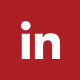 A red background with the linkedin logo in white.