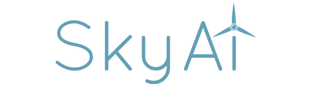 A blue and grey logo for SkyAI.